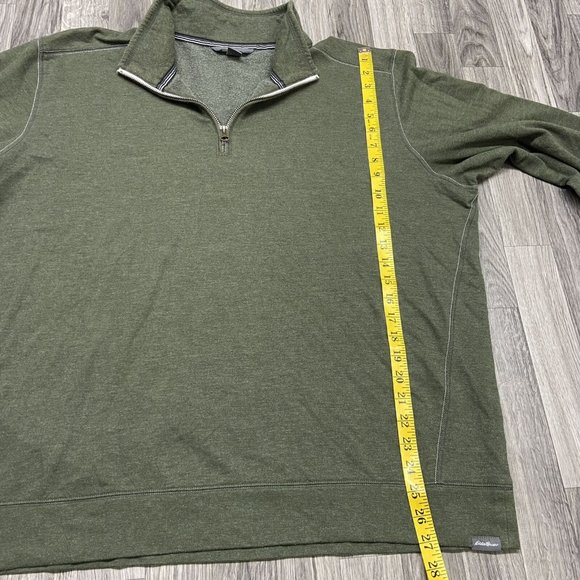 EDDIE BAUER 1/4 Zip Collared Green Pullover Knit Sweater Men's Size XL - Picture 5 of 8